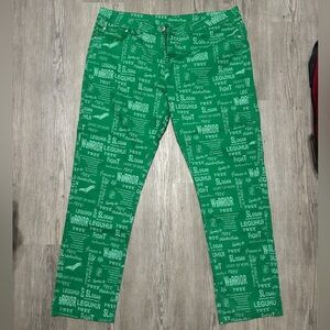 Green Graphic Print Jeans